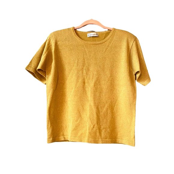 Dress Barn Women's 2 Piece Cardigan and Top Gold Metallic Size Medium - Picture 3 of 6